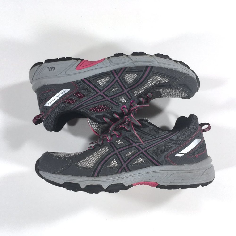 Asics Gel Venture 6 Trail Running Shoes Womens Size 7.5 D Wide Gray Pink T7G7N - Picture 3 of 11